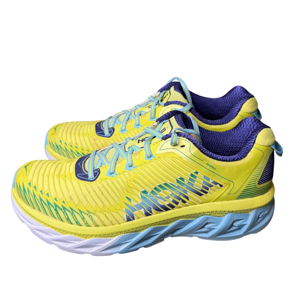 HOKA Arahi Sunny Lime Blue Topaz 1016259 SLBT Womens US 11 Running Shoes